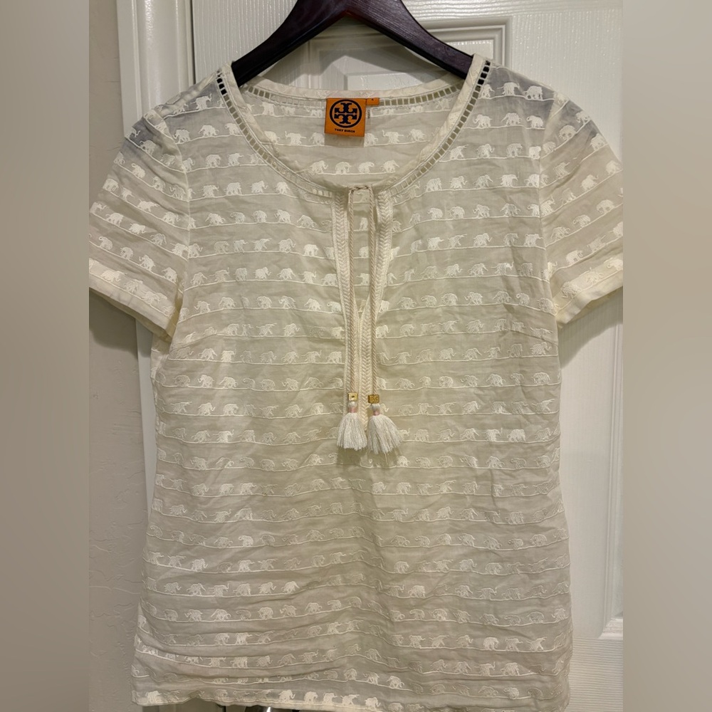 Tory Burch Cream Textured Women's Top